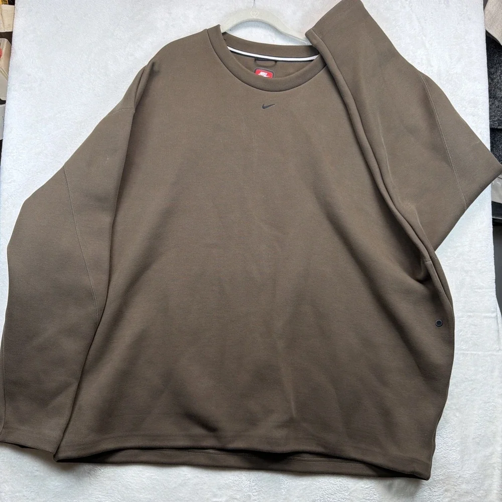 Nike Tech Fleece Crewneck Sweatshirt Brown Men's 4XL Heavyweight Pullover